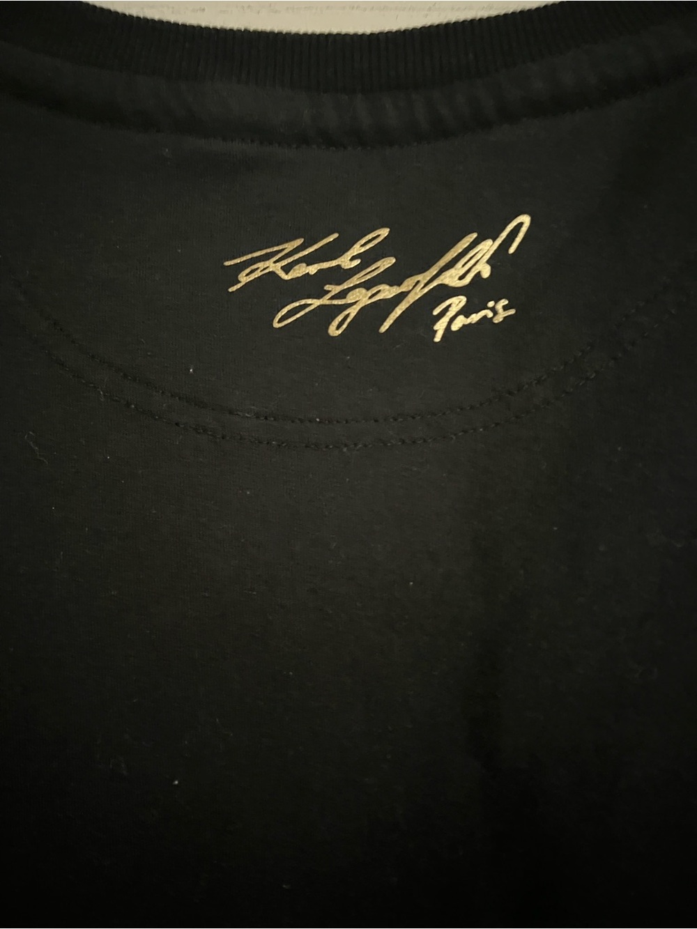 Karl Lagerfeld black lightweight sweatshirt gold bling sunglasses size XS - Picture 4 of 6